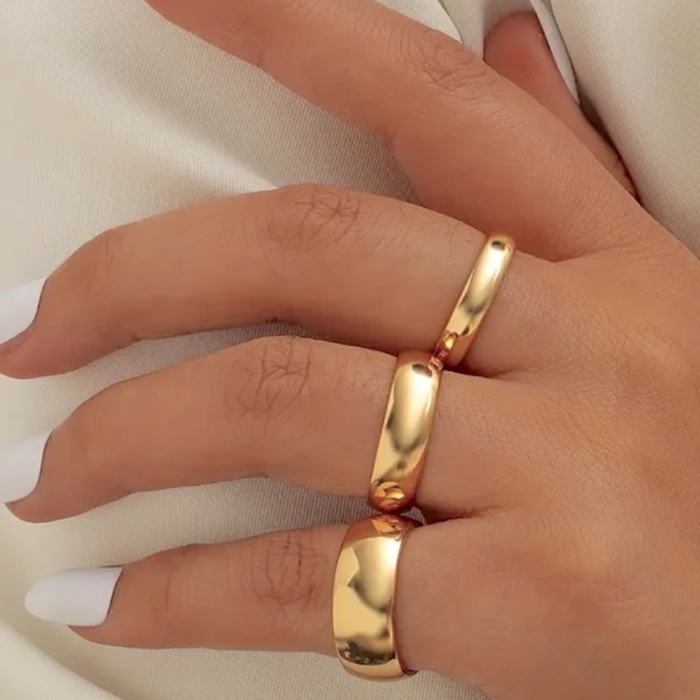 Stainless Steel 3 Piece Set Band Rings
